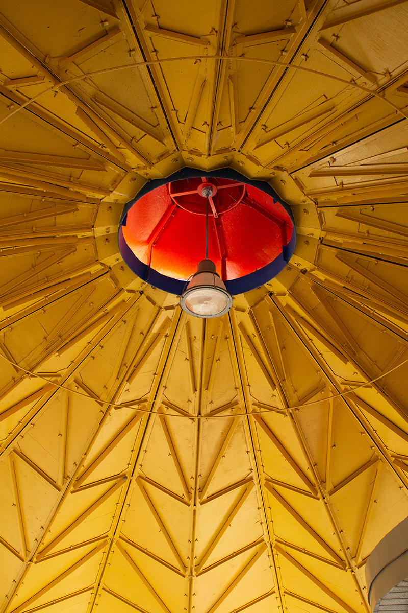 Bright yellow roof from below